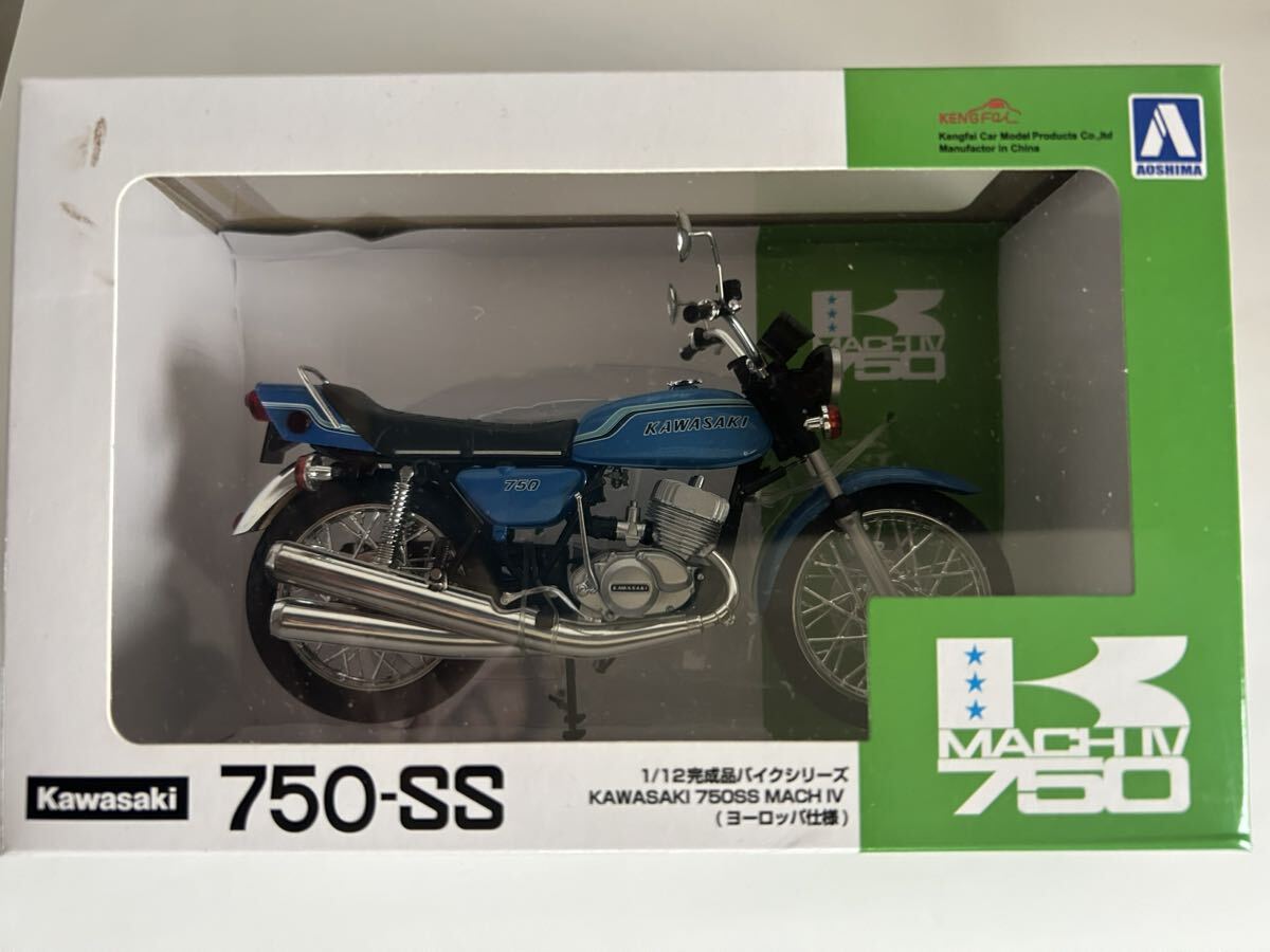 アオシマ スカイネット 1/12 完成品バイクシリーズ KAWASAKI カワサキ 750SS MACH Ⅳ マッハⅣ ヨーロッパ仕様 キャンディブルー 一部破損の画像1