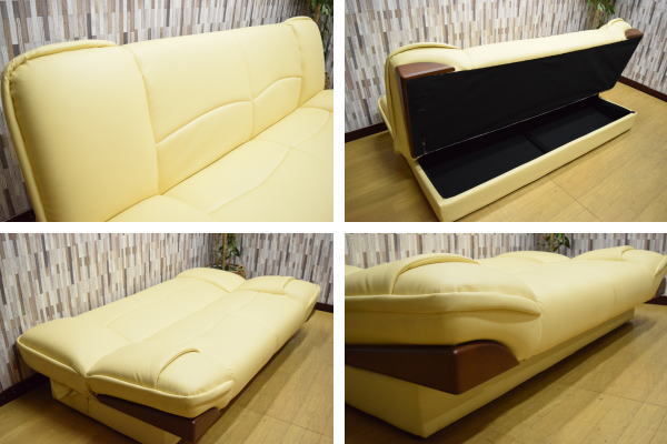 [ limitation free shipping ] large semi-double size bearing surface under storage attaching sofa bed 3 seater . outlet furniture sofa [ new goods exhibition goods ]0055637