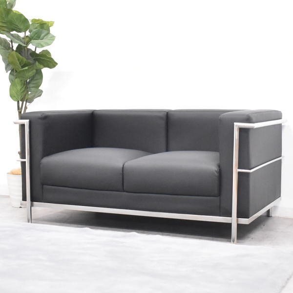 [ limitation free shipping ] black black ru*ko ruby je design 2P love sofa 2 seater . outlet furniture sofa [ new goods unused exhibition goods ]0055802