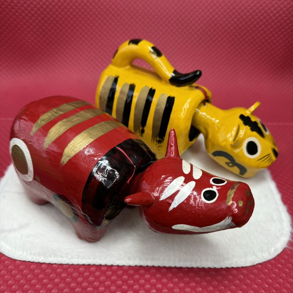 会津 郷土玩具 赤べこ 日本人形 伝統工芸品 日本美術 張子細工　2個　まとめて_画像1
