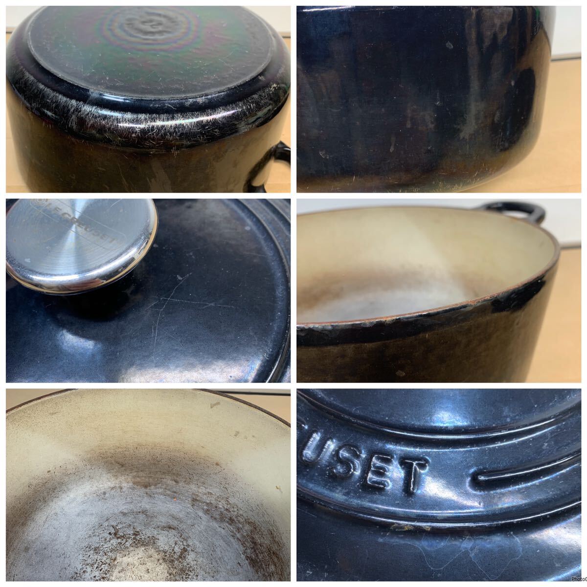 LE CREUSET ルクルーゼ 両手鍋 鍋 ココットロンド 22cm ブラック 調理器具 中古品 の画像10