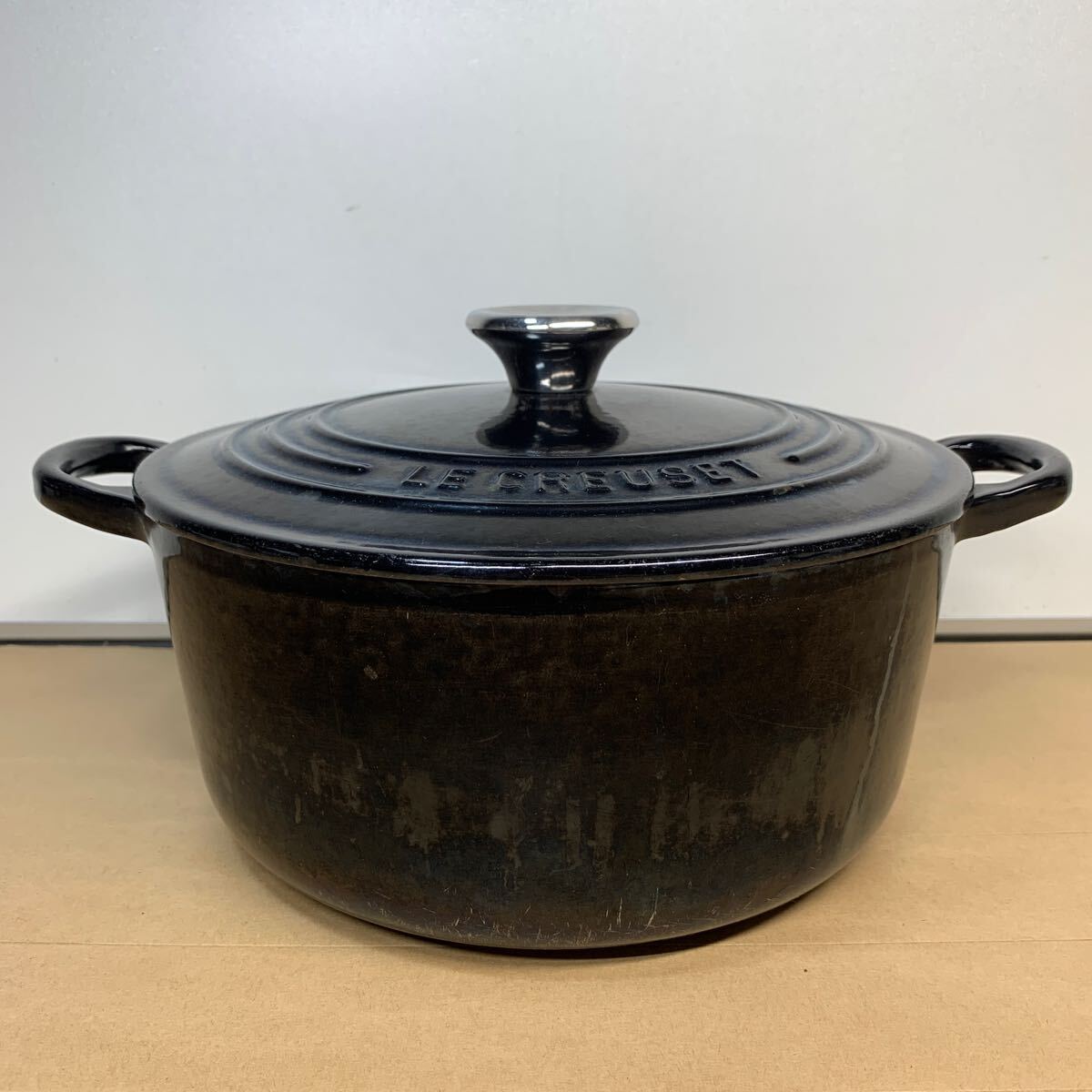 LE CREUSET ルクルーゼ 両手鍋 鍋 ココットロンド 22cm ブラック 調理器具 中古品 の画像1