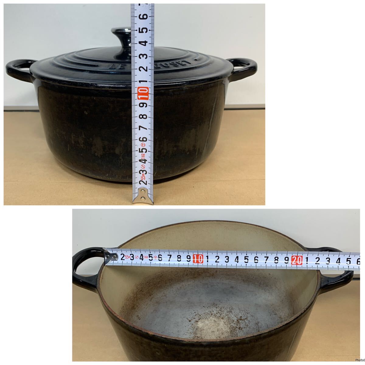 LE CREUSET ルクルーゼ 両手鍋 鍋 ココットロンド 22cm ブラック 調理器具 中古品 の画像9