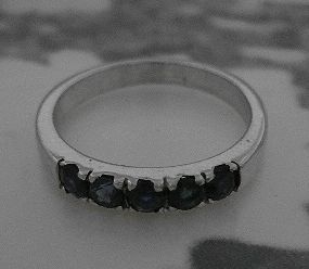  silver 925 silver. sapphire 5 stone attaching ring rhodium coat /8 number.14 number ..