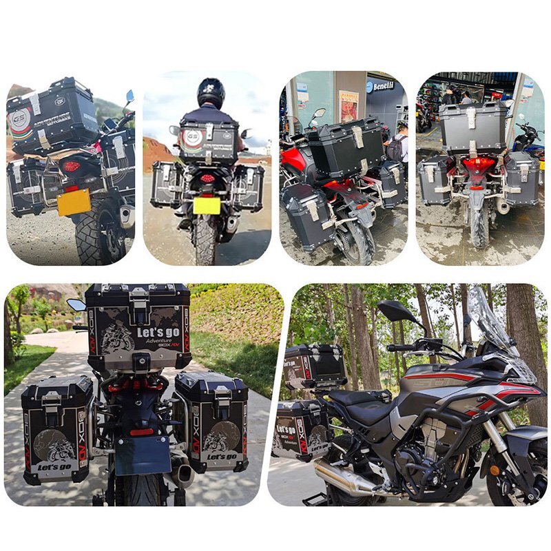 サイドボックス バイク用 サイドケース 左右セット 各38L ルミ製 パニアケース 鍵/取付ネジ付 サポートなし 革裏地 防水 簡単脱着 ブラック_画像9