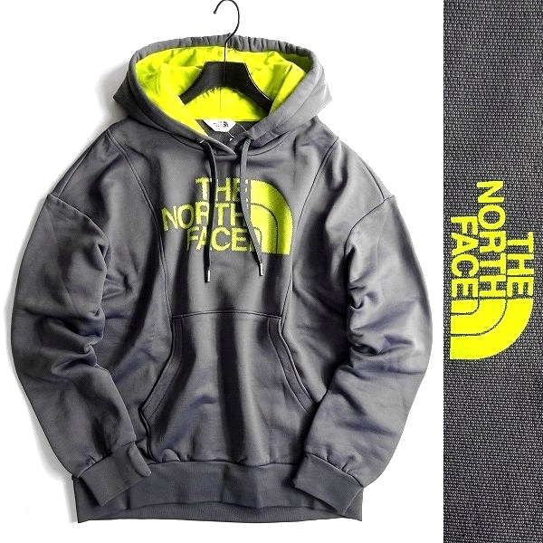 THE NORTH FACE ノースフェイス 新品 スウェット ビッグロゴプリント 長袖 プルオーバー パーカー フーディ 52J GRY 95/M ▲061▼bus9335d_画像1