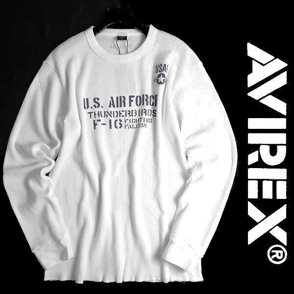 AVIREX アヴィレックス 速乾ワッフル ステンシルプリント クルーネック 長袖 Tシャツ ロンT カットソー 3130032 030 2XL ▲015▼bus220us_画像1