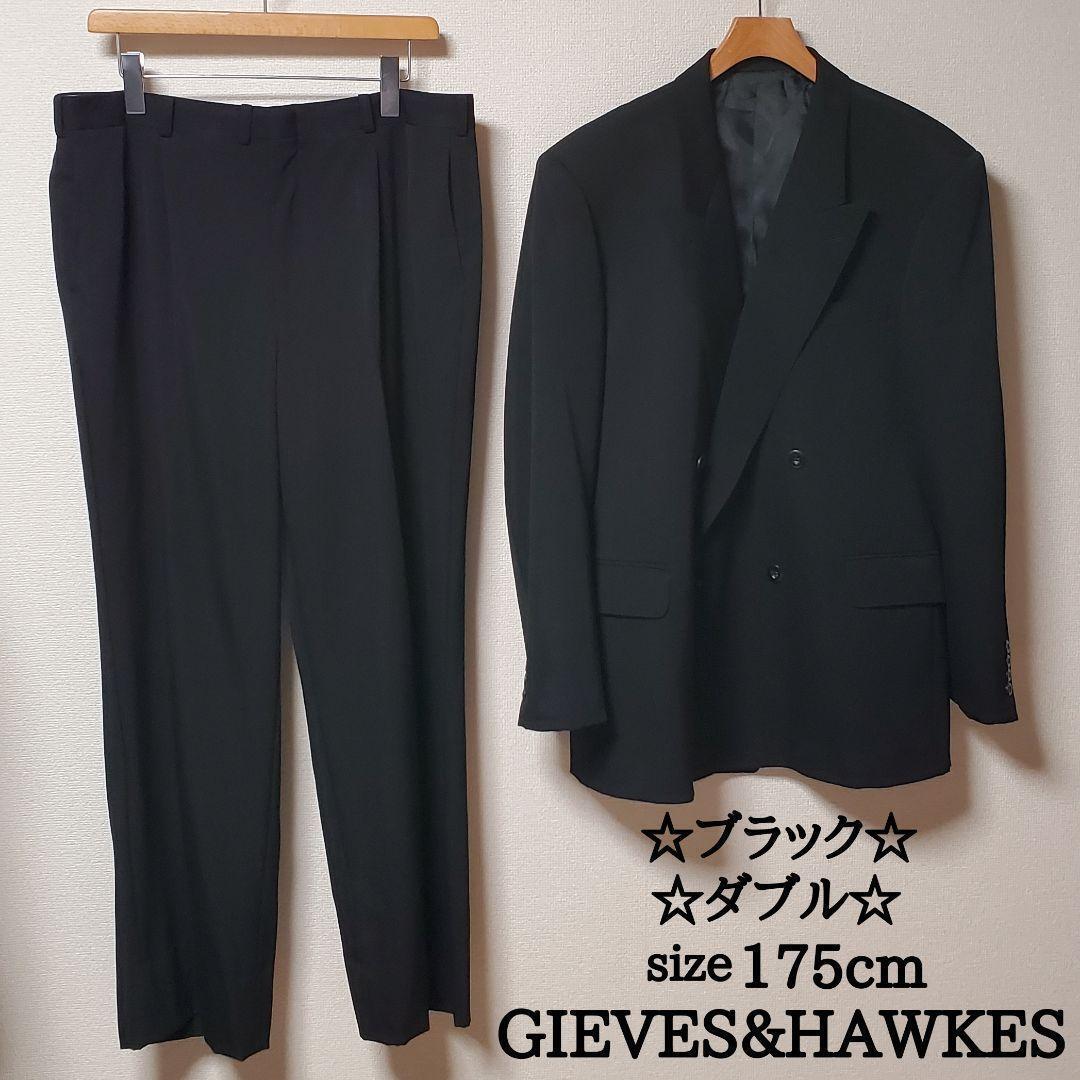 ギーブス＆ホークス　メンズ　スーツ　セットアップ　ダブル　無地　ブラック
