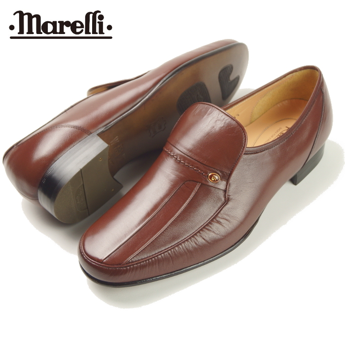 【新品】定価4.7万 マレリー Marelli《イタリア発 高級紳士靴》リフレッシャー 上質キッドレザー スリッポン 日本製 茶 25.5 4E 革底_画像8