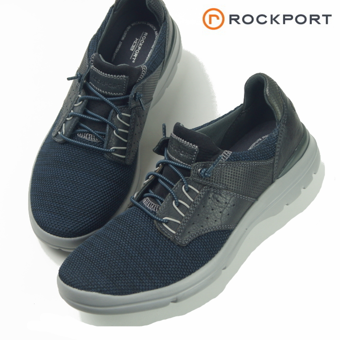 [ unused ] lock port ROCKPORT XCS{ light weight * impact absorption } mesh knitted casual mok slip-on shoes navy blue series 25cm walking 