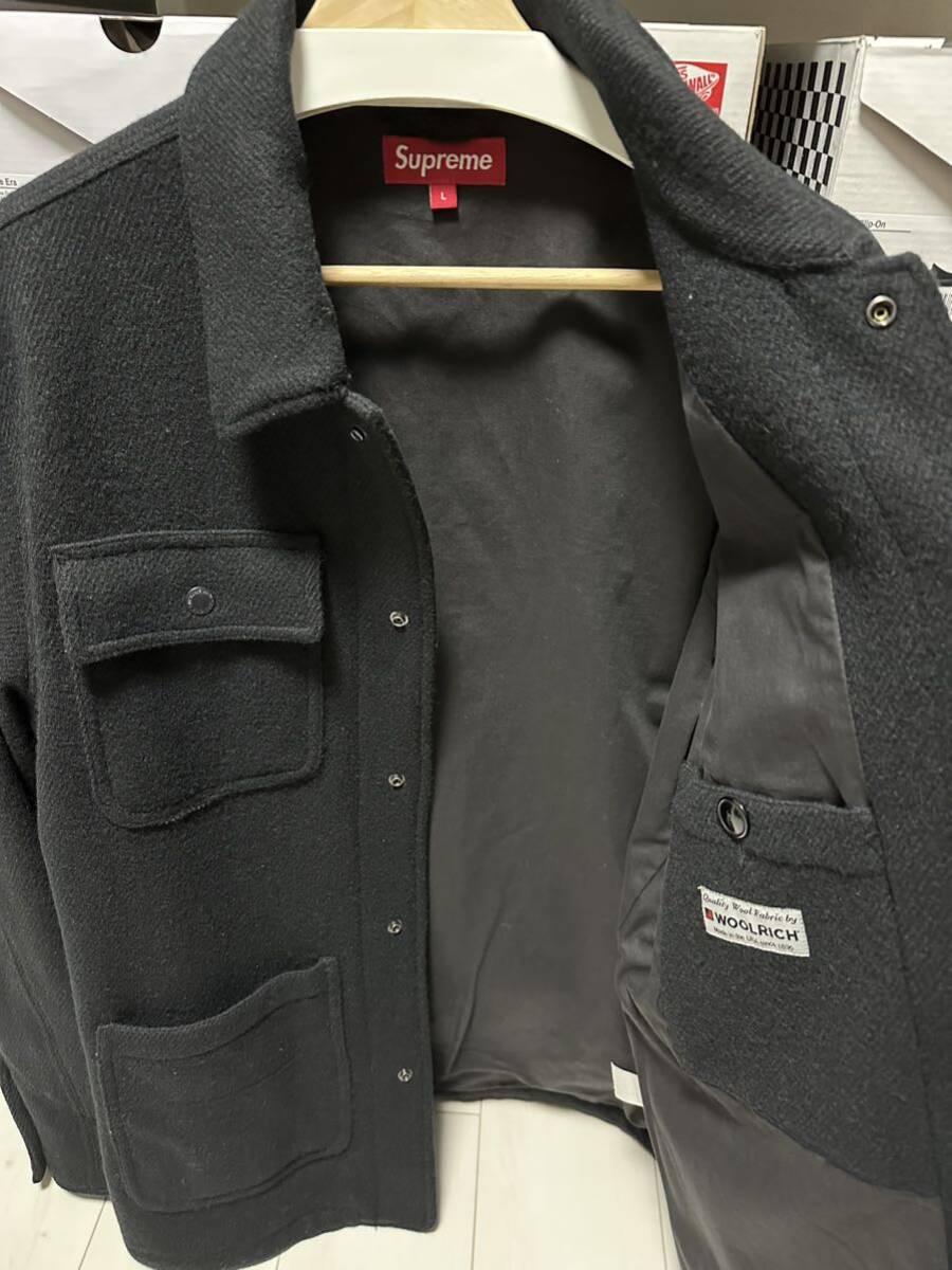 Supreme WOOLRICH Chore Coat L シュプリーム ウールリッチ コア チョア コート 美中古品 ブラック ボックスロゴ ジャケットの画像4