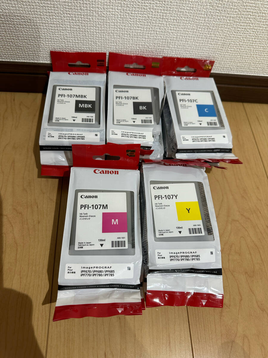 【未使用・新品】Canon 大判プリンターimagePROGRAF用 顔料インクタンク PFI-107 MBK BK C Y M 各色2点 計10点