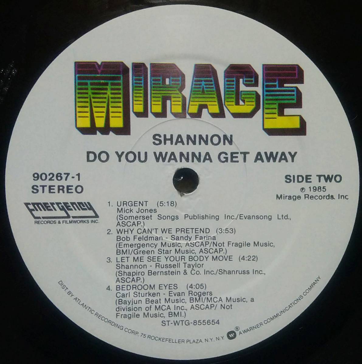 【LP R&B 洋Pop】Shannon「Do You Wanna Get Away」Promo オリジナル US盤_Side2