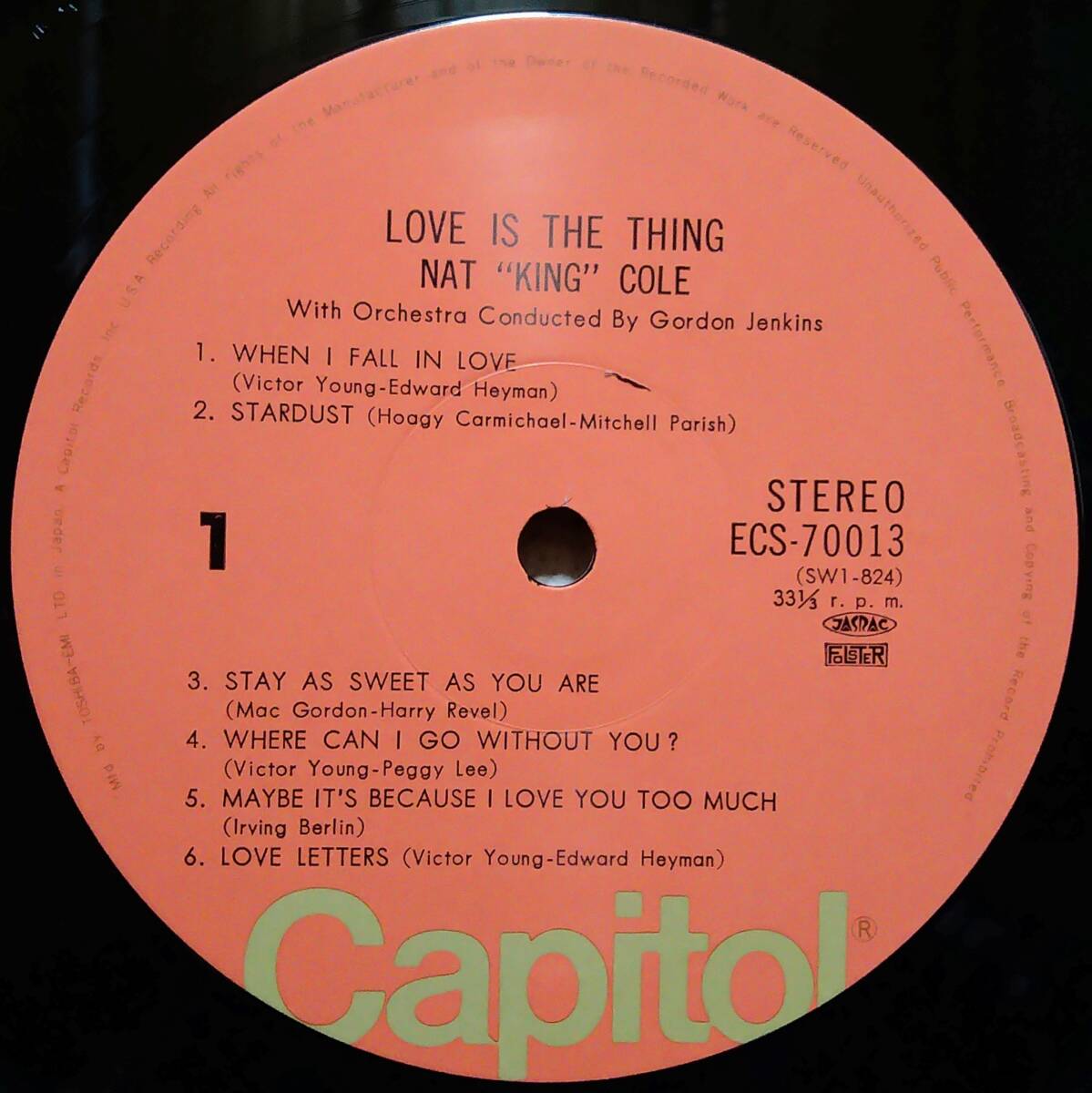 【LP Jazz Vocal】Nat King Cole「Love Is The Thing」JPN盤 Stardust.When I Fall In Love.他 収録！ の画像3