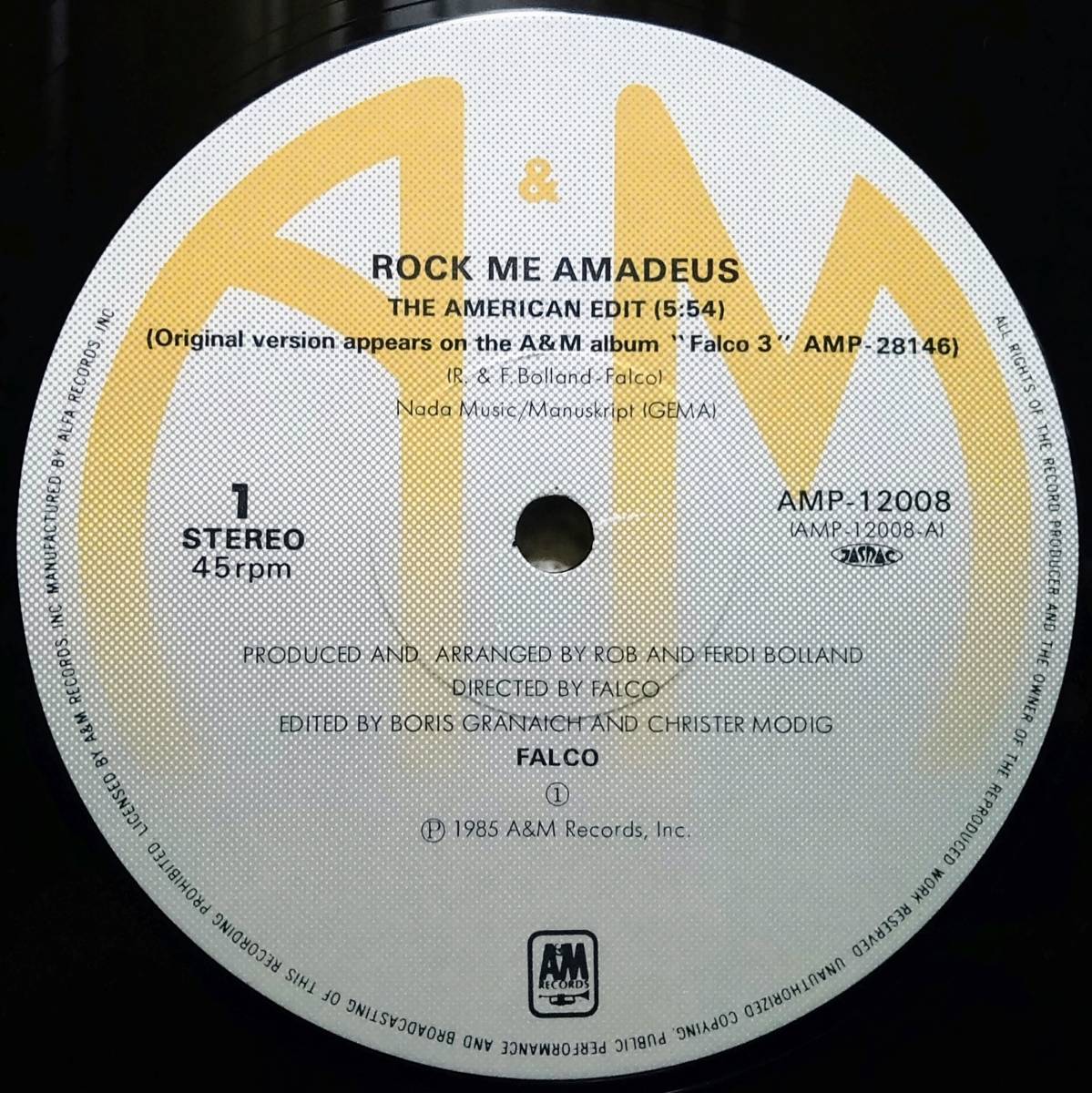 【12's 洋Pop Disco】Falco「Rock Me Amadeus / Vienna Calling」JPN盤_Side1