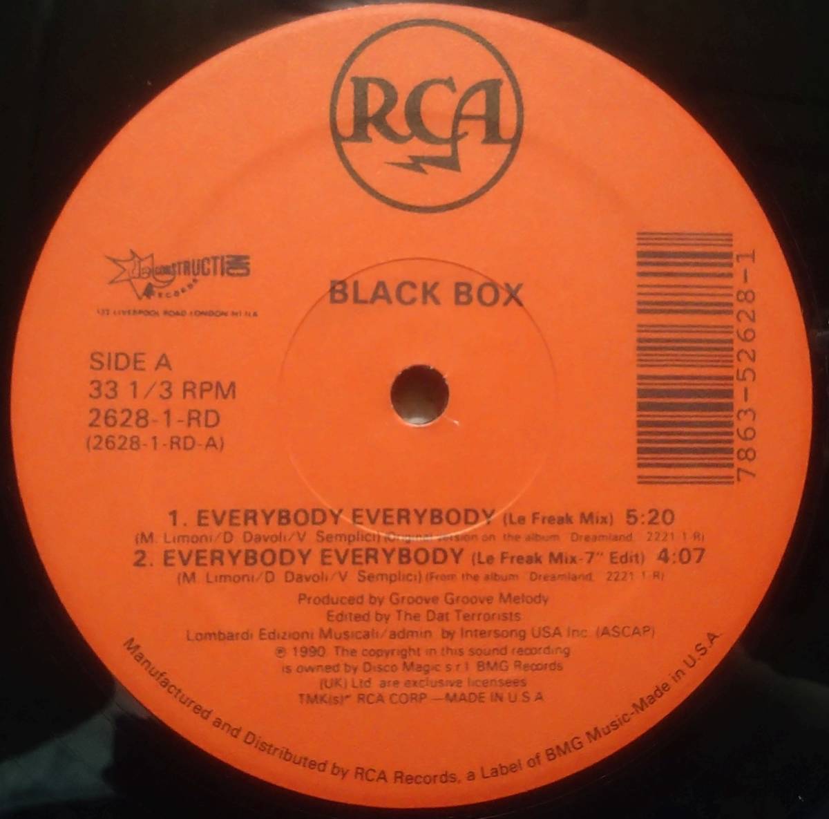 【12's Italo House】Black Box「Everybody Everybody」オリジナル US盤_Side1