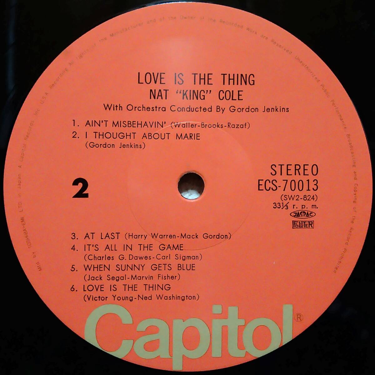 【LP Jazz Vocal】Nat King Cole「Love Is The Thing」JPN盤 Stardust.When I Fall In Love.他 収録！ の画像4
