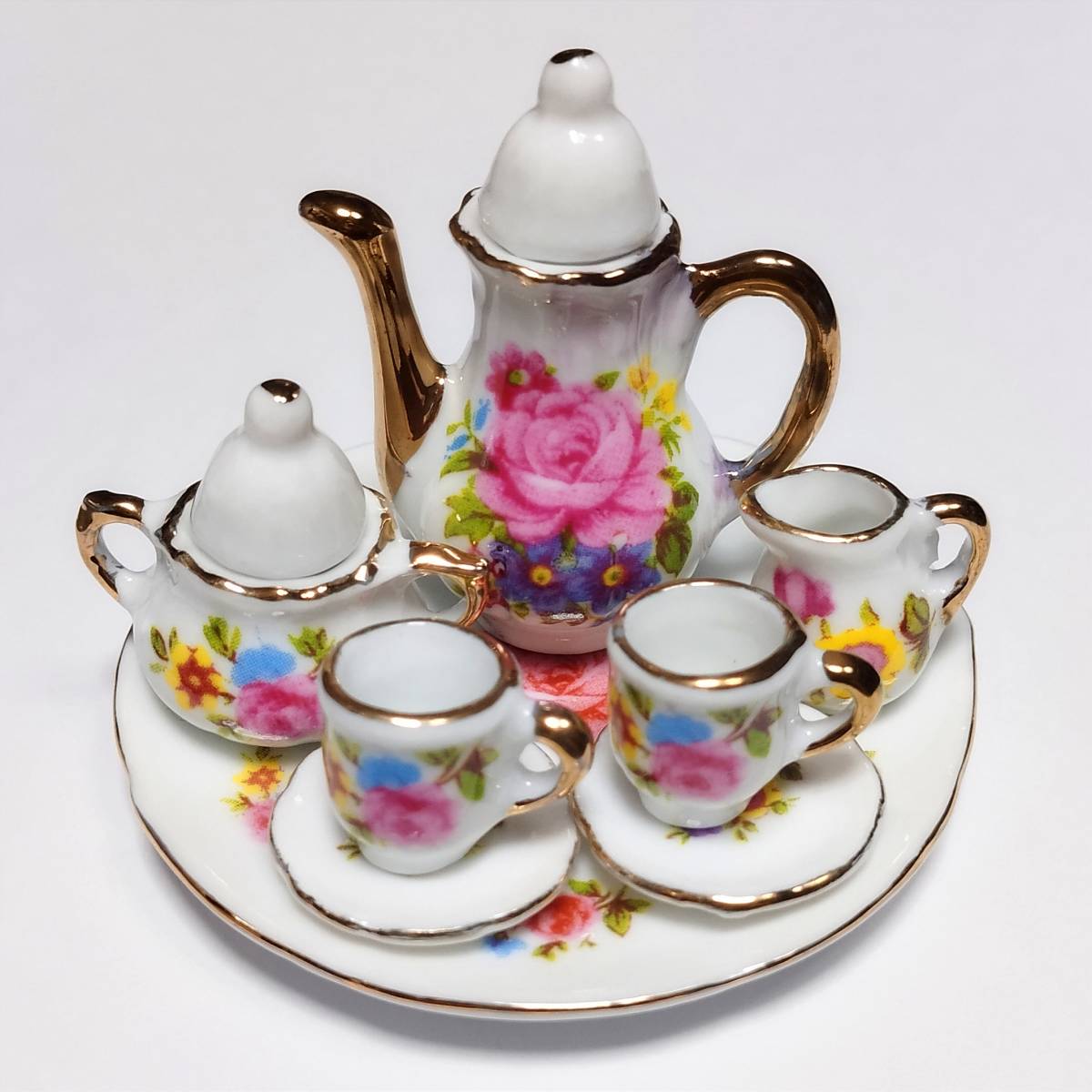  миниатюра чай набор чашек 1/6 размер кукольный дом Dolphy - подлинный товар керамика Showa Retro 