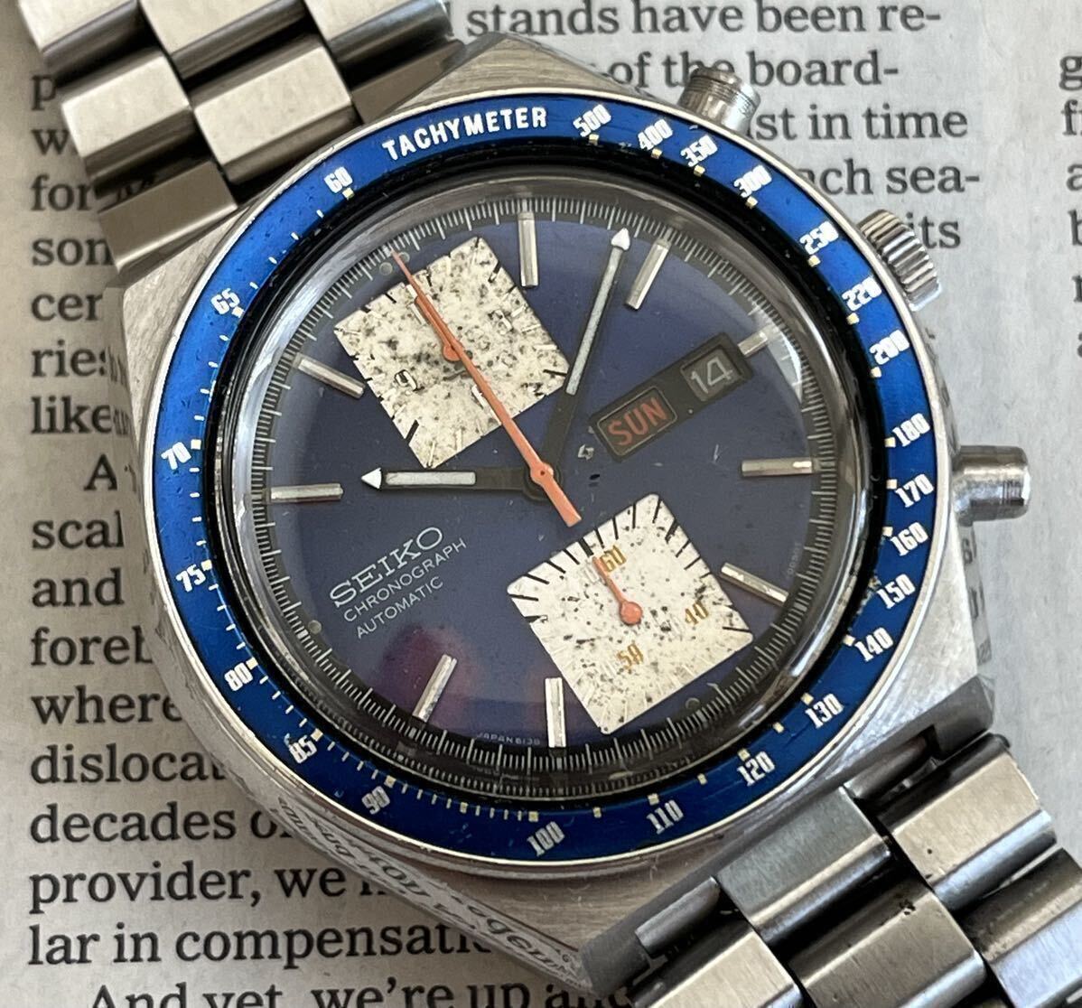 セイコー SEIKO 角目 Blue Dial 6138-0030 ブルーダイヤル 青文字盤 クロノグラフ スピードタイマー_画像1