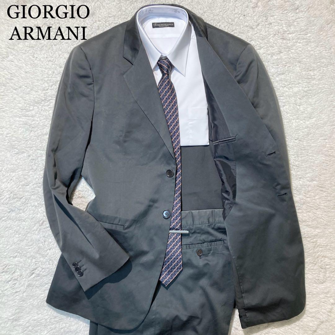 品多く グリーングレー スーツ 【極美品】ジョルジオアルマーニ シルク