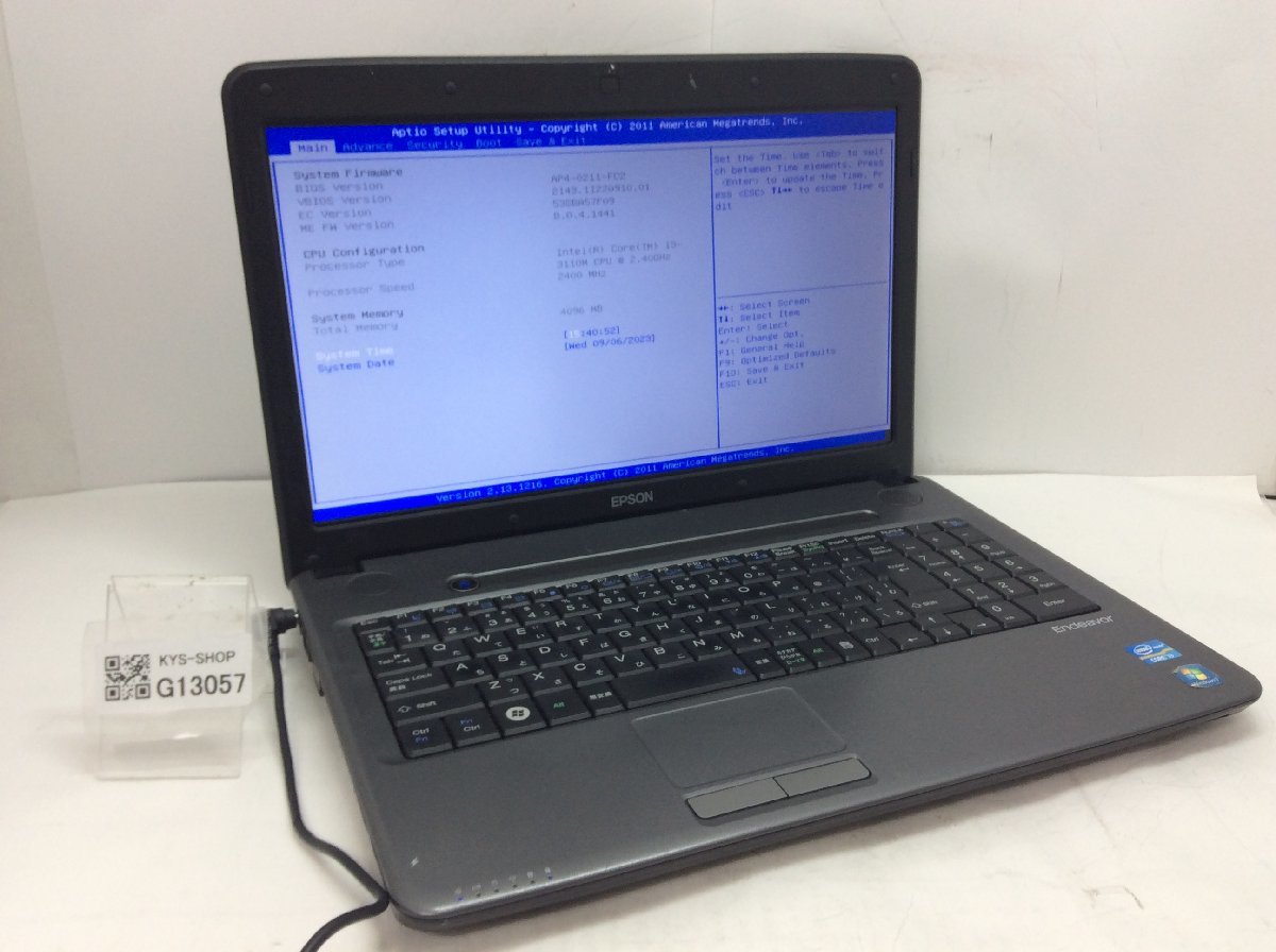 R ジャンク/ EPSON Endeavor NJ3700E Intel Core i3-3110M メモリ4.1GB ストレージ無し 【G13057】_画像1