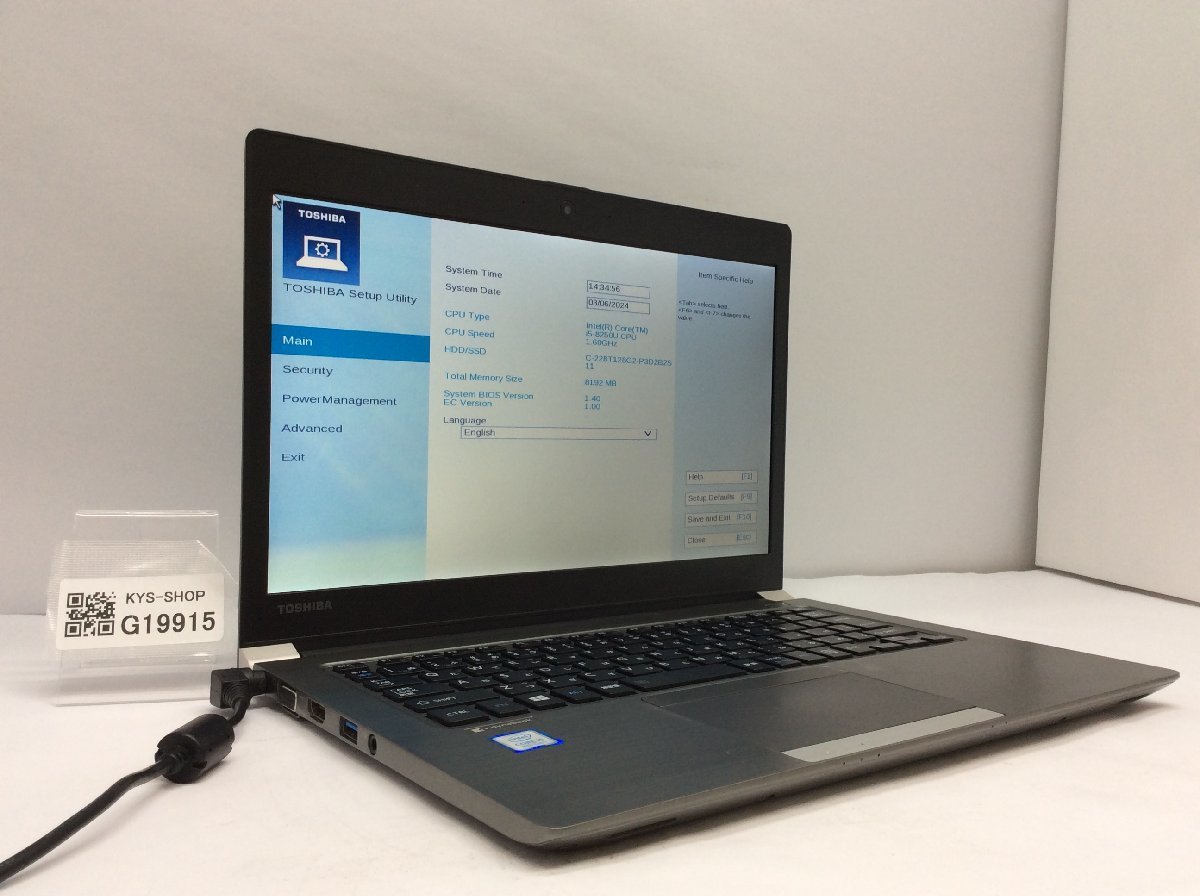 ジャンク/ TOSHIBA dynabook R63/J PR63JTA4347AD11 Intel Core i5-8250U メモリ8.19GB SSD128.03GB 【G19915】