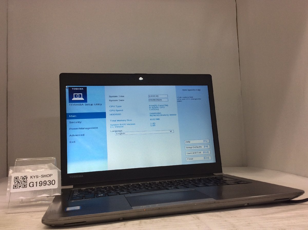 ジャンク/ TOSHIBA dynabook R63/J PR63JTA4347AD11 Intel Core i5-8250U メモリ8.19GB SSD128.03GB 【G19930】_画像1