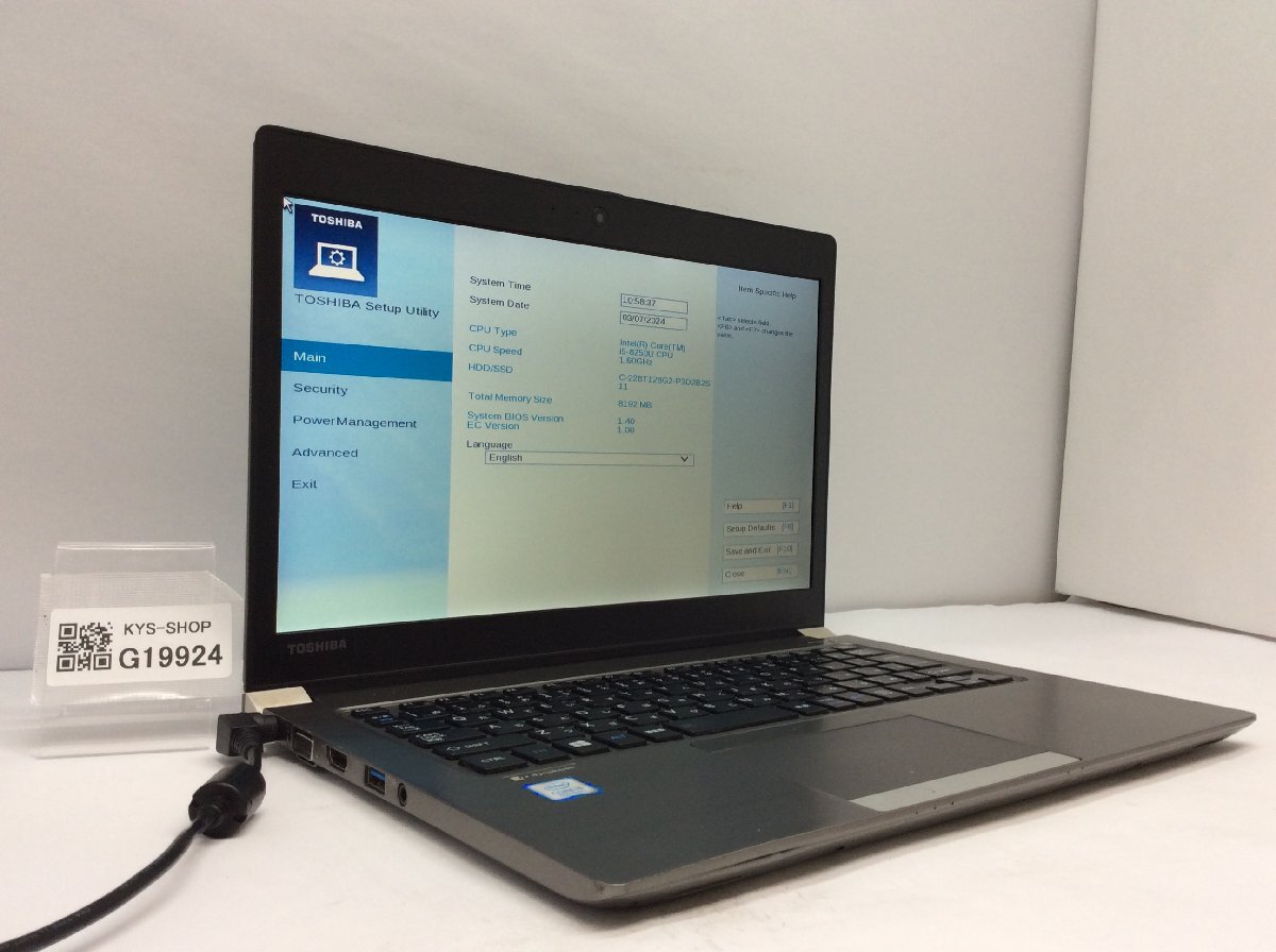 ジャンク/ TOSHIBA dynabook R63/J PR63JTA4347AD11 Intel Core i5-8250U メモリ8.19GB SSD128.03GB 【G19924】
