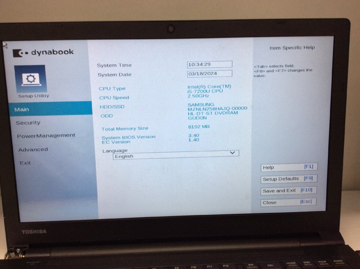 ジャンク/ TOSHIBA dynabook B65/J PB65JEJ44N7AD21 Intel Core i5-7200U メモリ8.19GB SSD256.06GB 【G20631】_写真では見にくいムラが液晶に多数あります