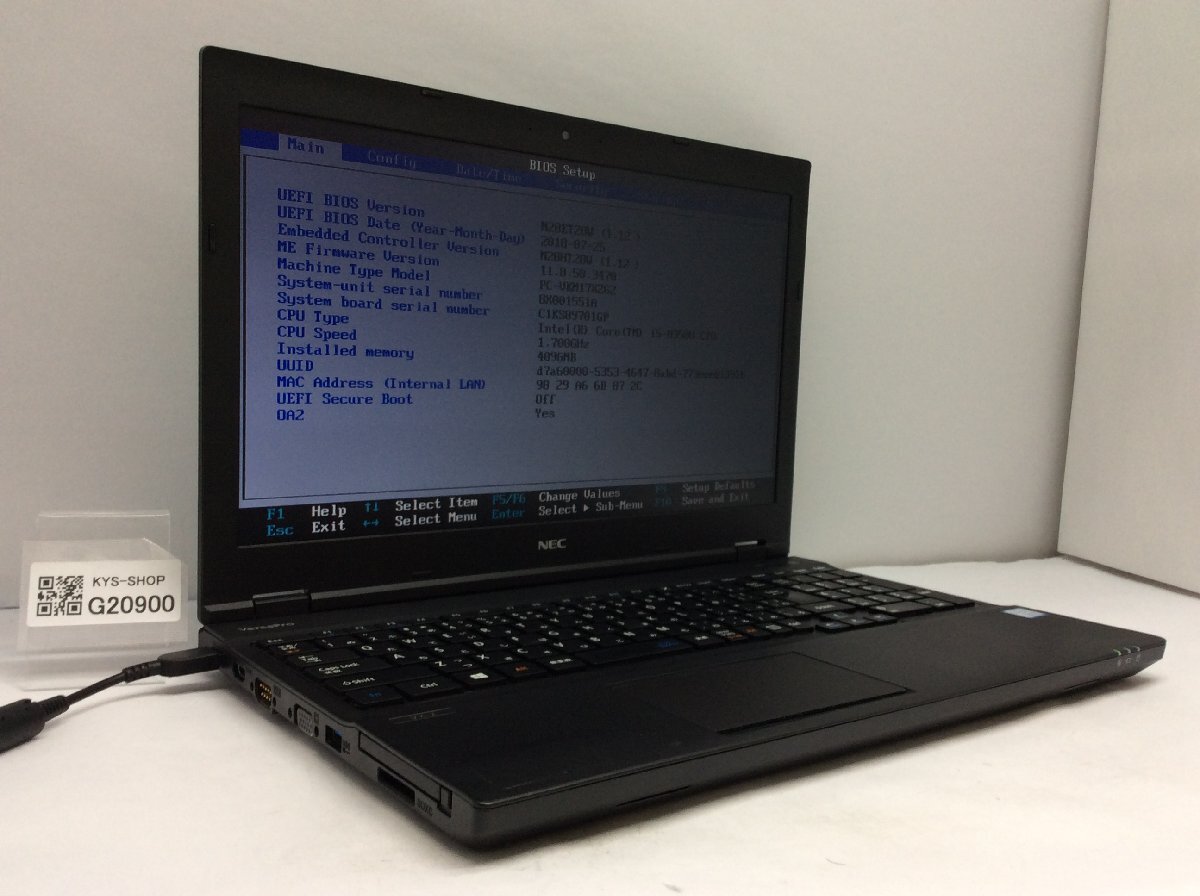 ジャンク/ NEC PC-VKM17XZG2 Intel Core i5-8350U メモリ4.1GB ストレージ無し 【G20900】の画像1