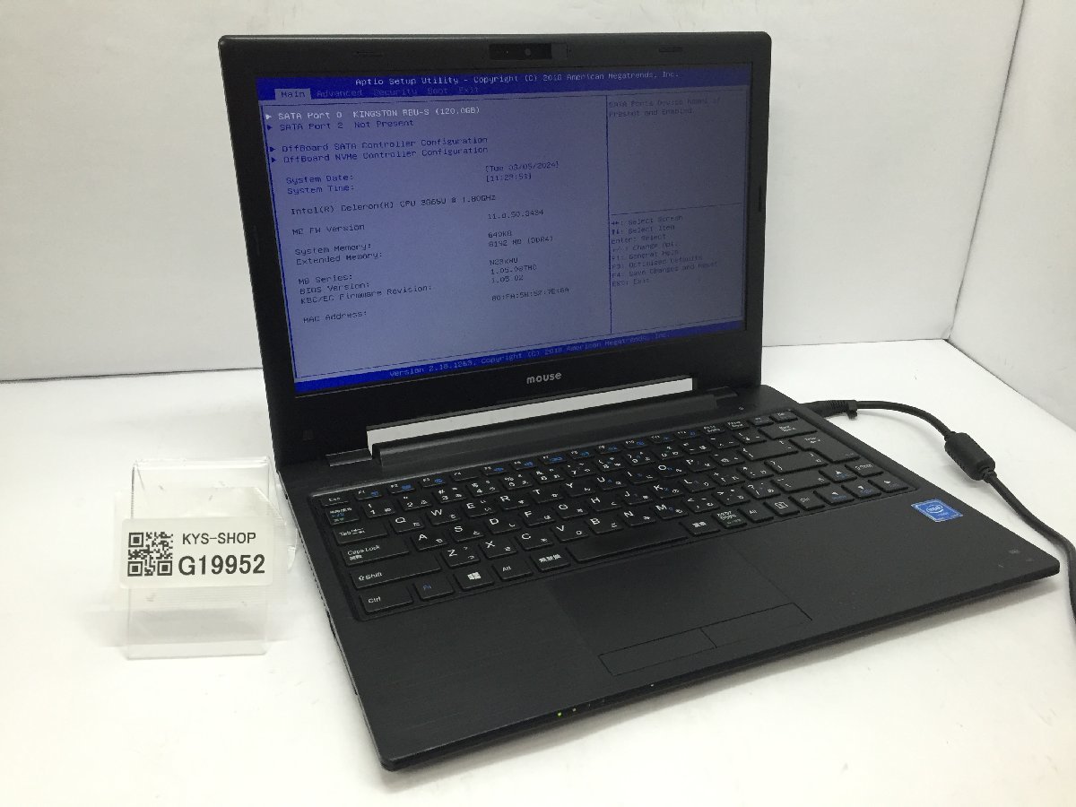 ジャンク/ MouseComputer MPro-NB391 Intel Celeron 3865U メモリ8.19GB SSD120.03GB 【G19952】_画像1