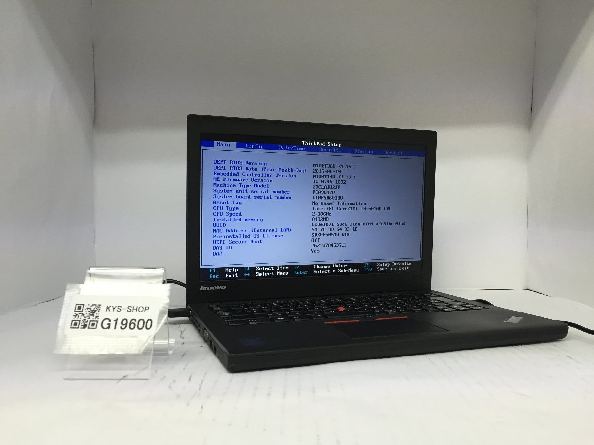  Junk / LENOVO 20CLA1U2JP ThinkPad X250 Intel Core i3-5010U память 8.19GB HDD500.1GB [G19600]