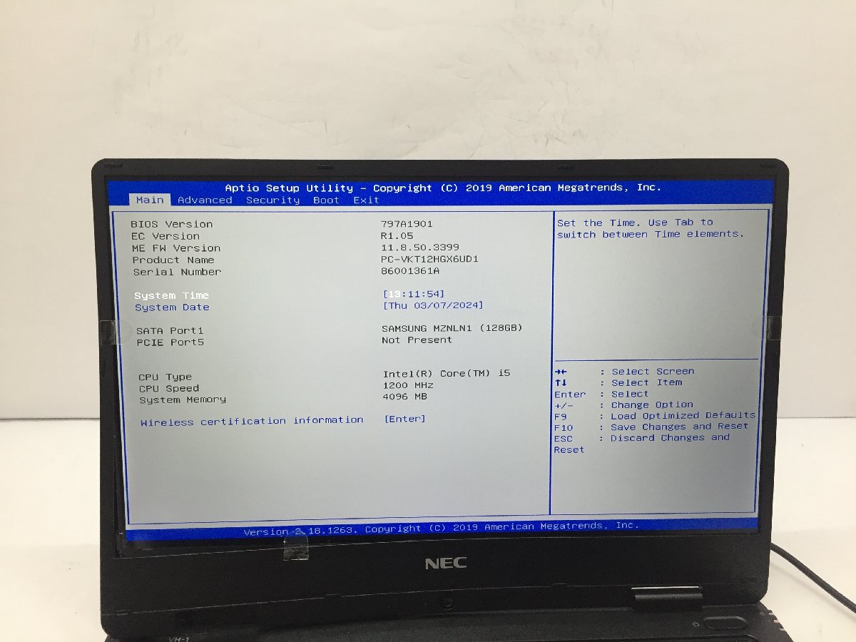 ジャンク/ NEC PC-VKT12HGX6UD1 Intel Core i5-7Y54 メモリ4.1GB SSD128.03GB 【G20172】_写真では分かりにくい液晶ムラがあります