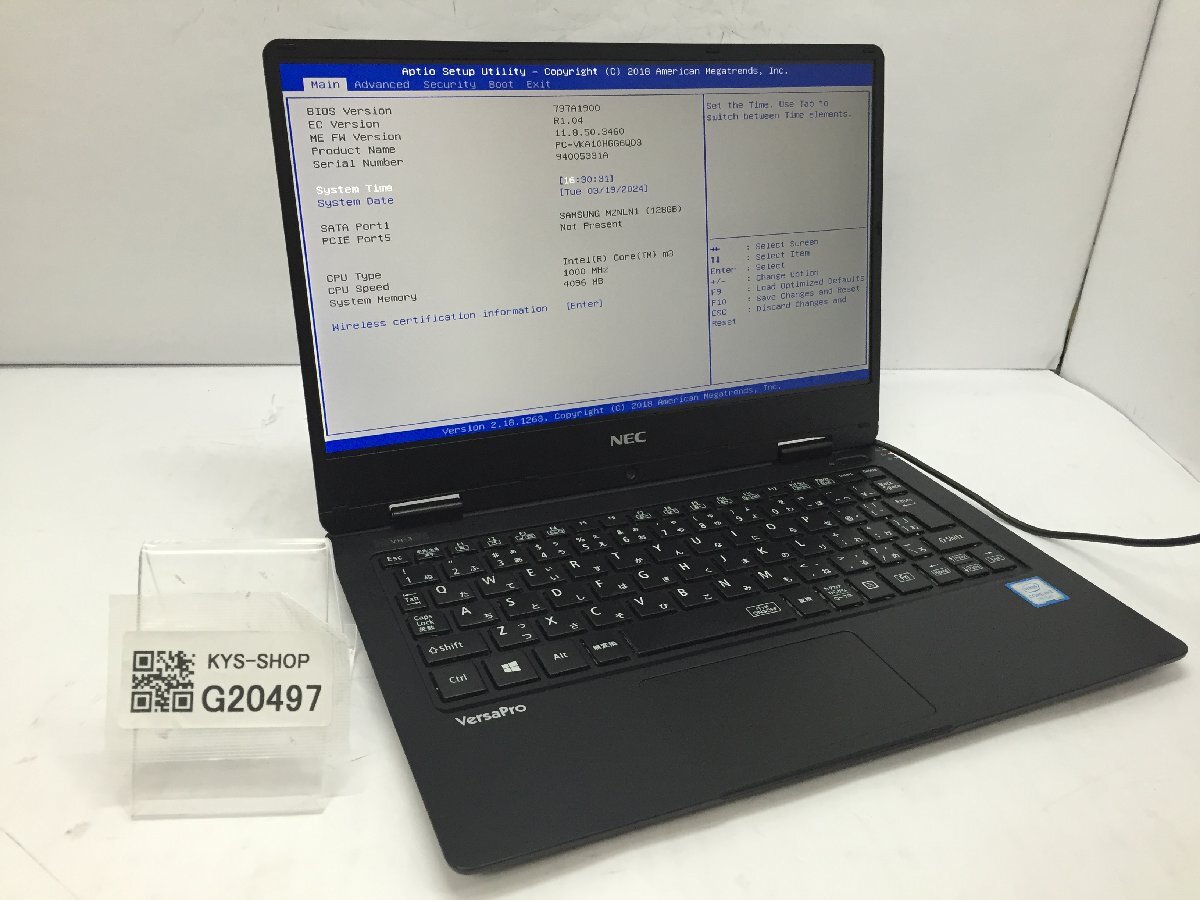 ジャンク/ NEC PC-VKA10HGG6QD3 Intel Core m3-7Y30 メモリ4.1GB SSD128.03GB 【G20497】_画像1