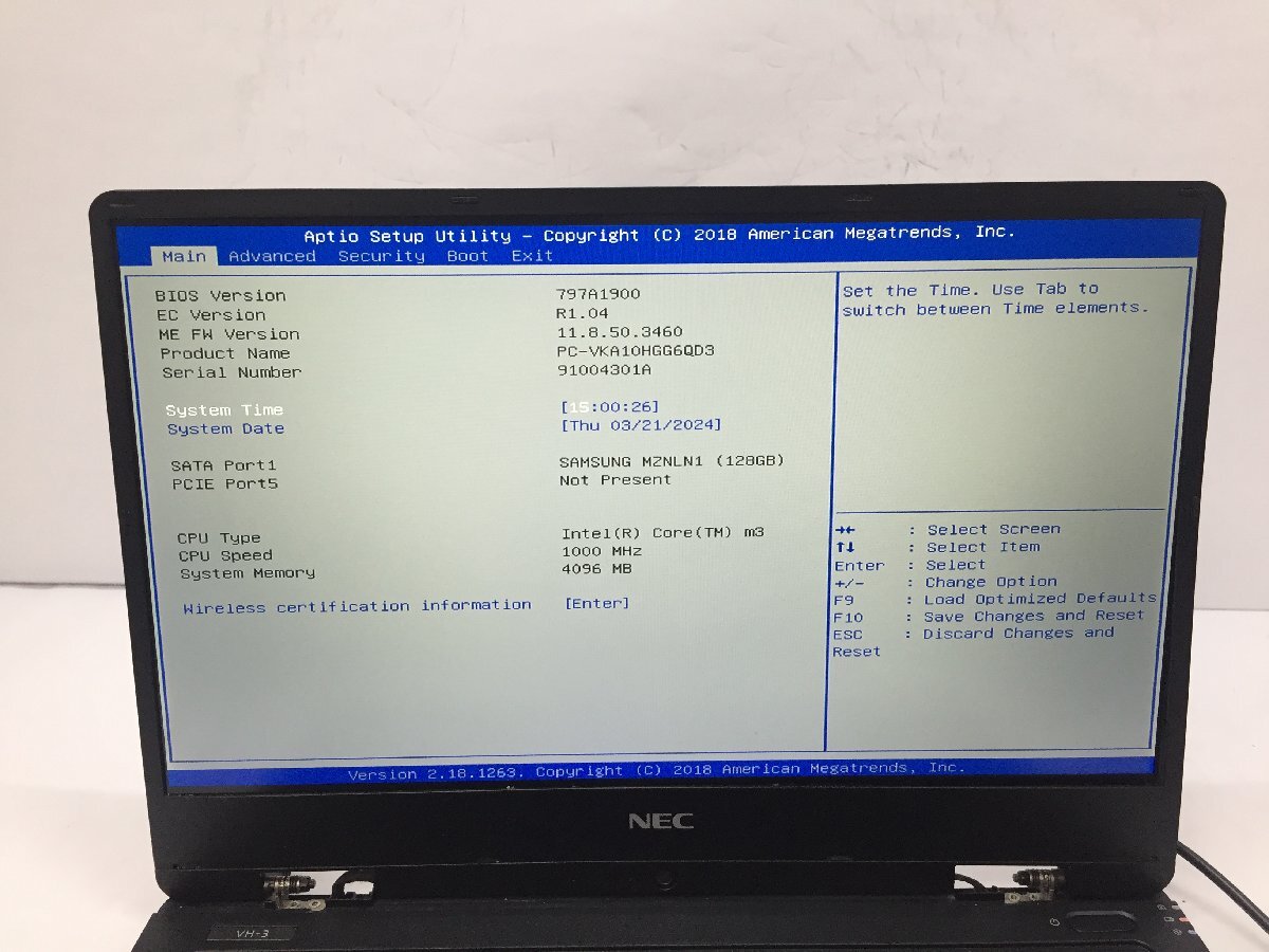 ジャンク/ NEC PC-VKA10HGG6QD3 Intel Core m3-7Y30 メモリ4.1GB SSD128.03GB 【G20517】_写真では分かりにくい液晶ムラがあります