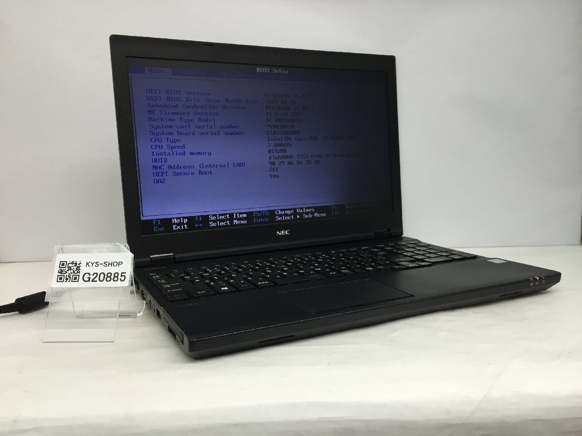 ジャンク/ NEC PC-VK28HDZGV Intel Core i7-7600U メモリ8.19GB HDD500.1GB 【G20885】
