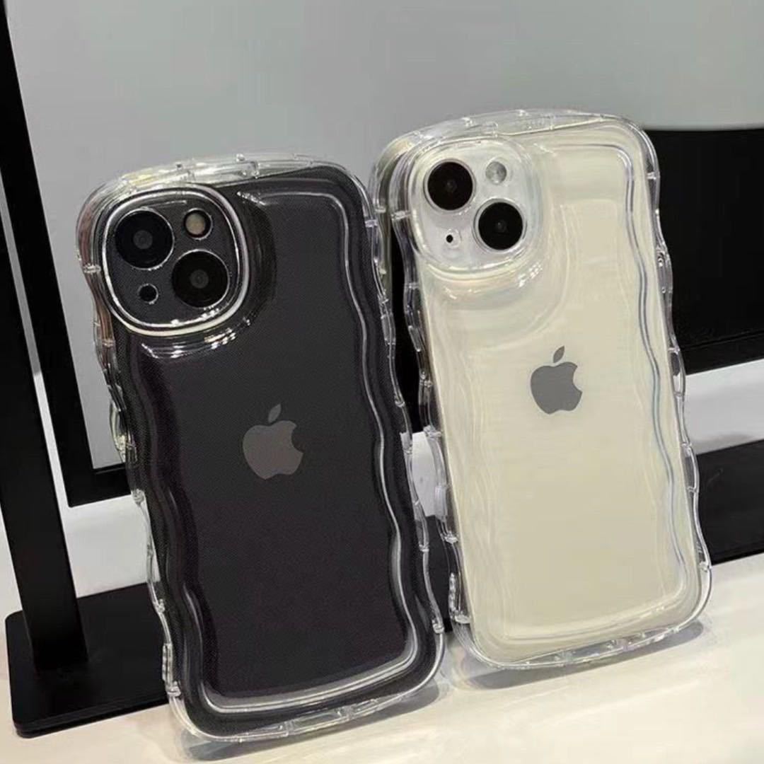 iPhone13 クリアケース 透明 シェイカー プリ アイフォン スマホ カバー ケース 波形 シャカシャカ ウェーブ スマホケース クリアの画像4