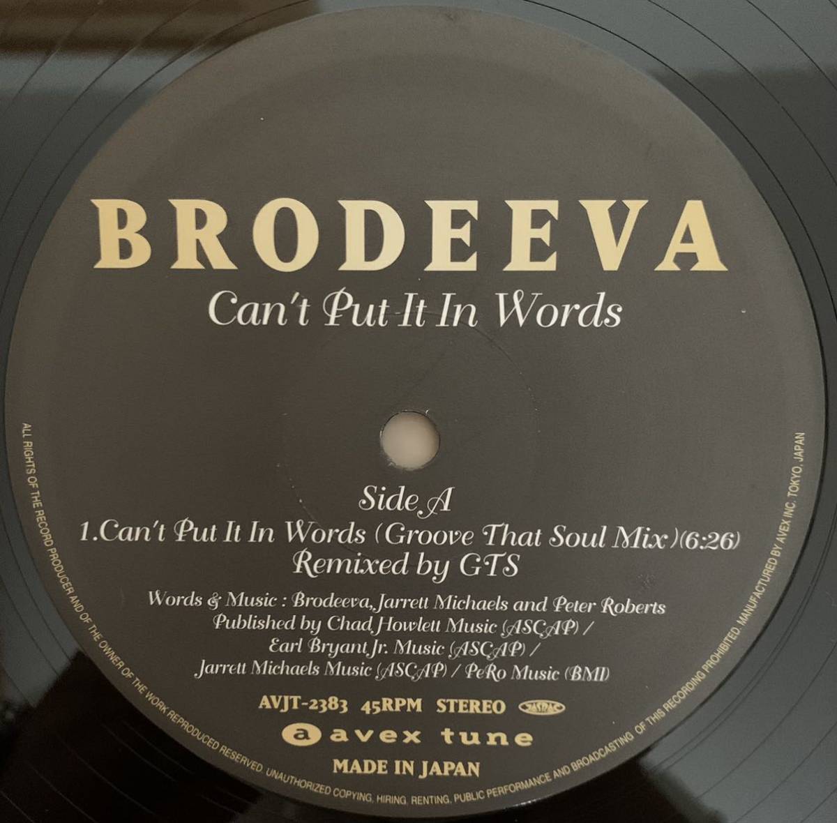 【AVEX 国内プロモ】Brodeeva (ブロディーバ) / Can't Put It In Words (Groove That Soul Mix)(GTS、Earth Wind & Fire、Maurice White)_画像2