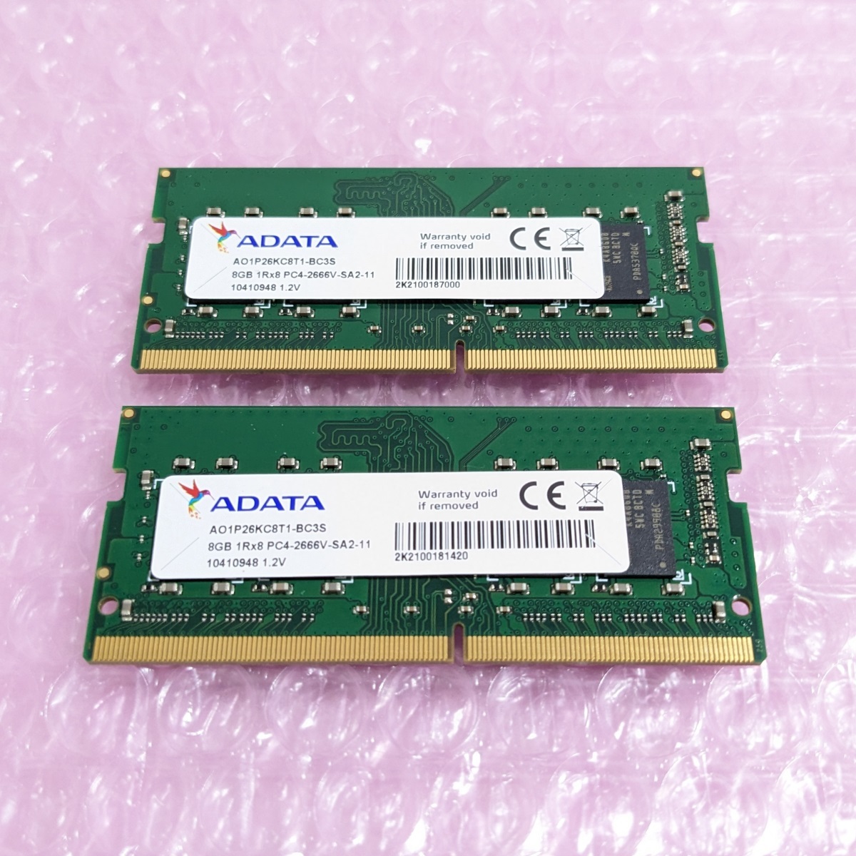 ■ADATA DDR4 2666 SO-DIMM 8GB×2枚 16GB PC4-21300 ノート メモリ SDRAM AO1P26KC8T1-BC3S_画像1