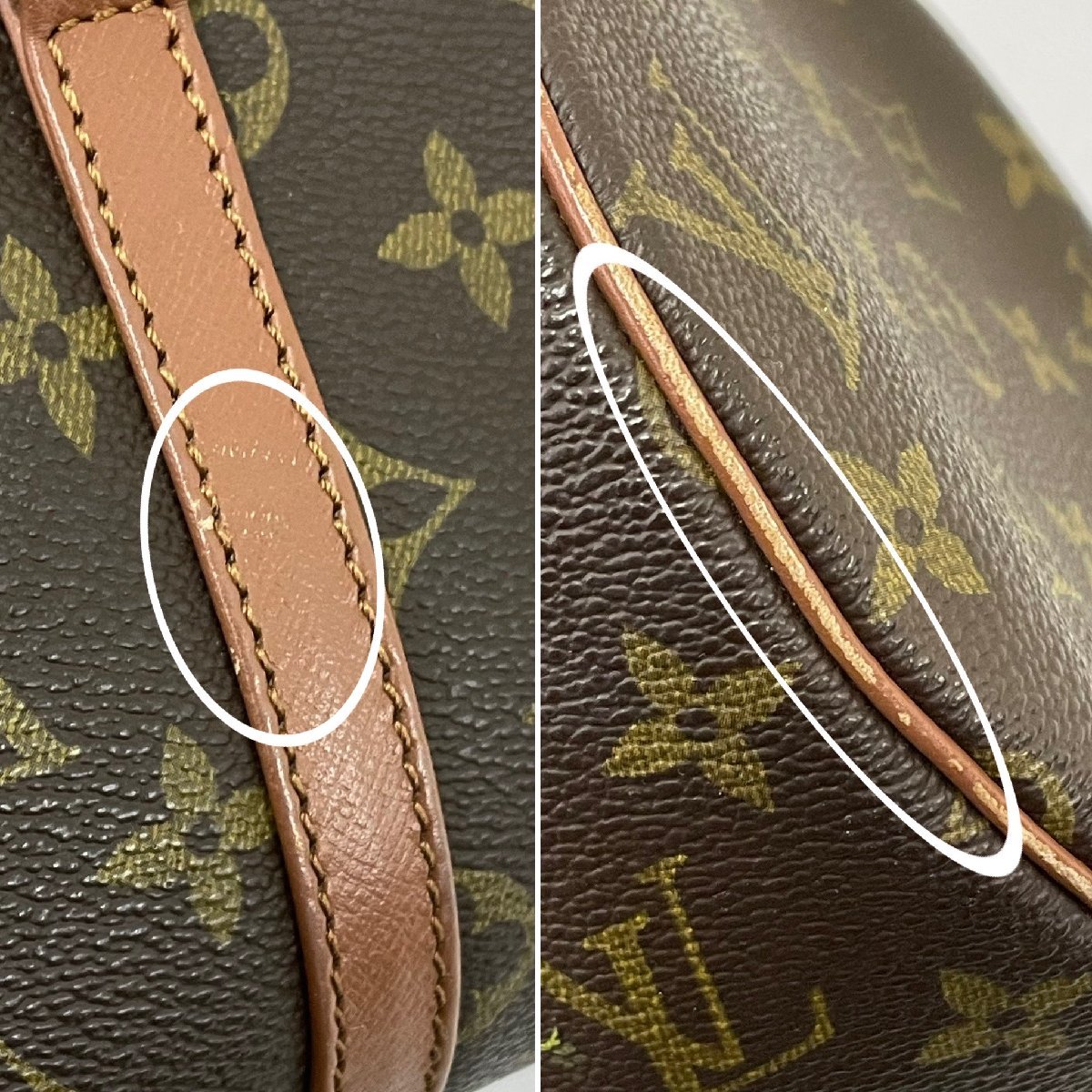 ◆ルイ ヴィトン LOUIS VUITTON◆モノグラム パピヨン 30 旧型 M51365 親子 筒型 ハンドバッグ ブラウン レザー レディース 専用ポーチ付_レザー剥げや黒ずみ、シワや擦れ