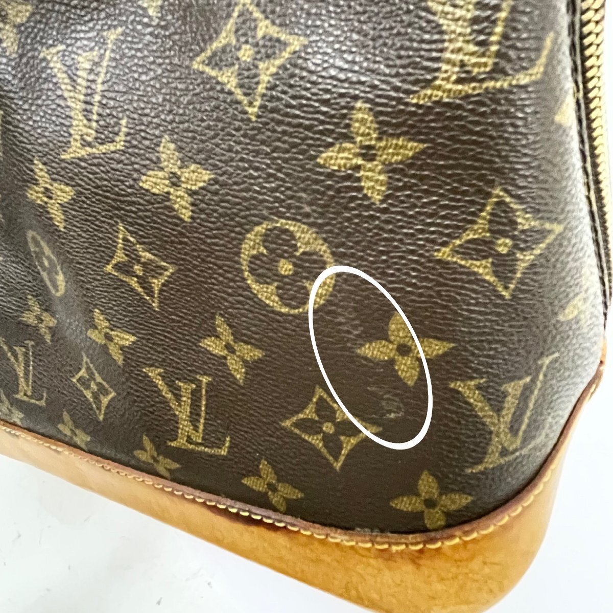 ◆ルイ ヴィトン LOUIS VUITTON◆モノグラム アルマ 旧型 M51130 ハンドバッグ ブラウン レザー レディース ヴィンテージ_くすみやシミ汚れ、傷や擦れ