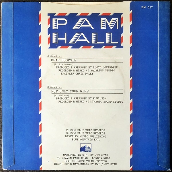 【Disco & Soul 7inch】Pam Hall / Dear Boopsie_画像2