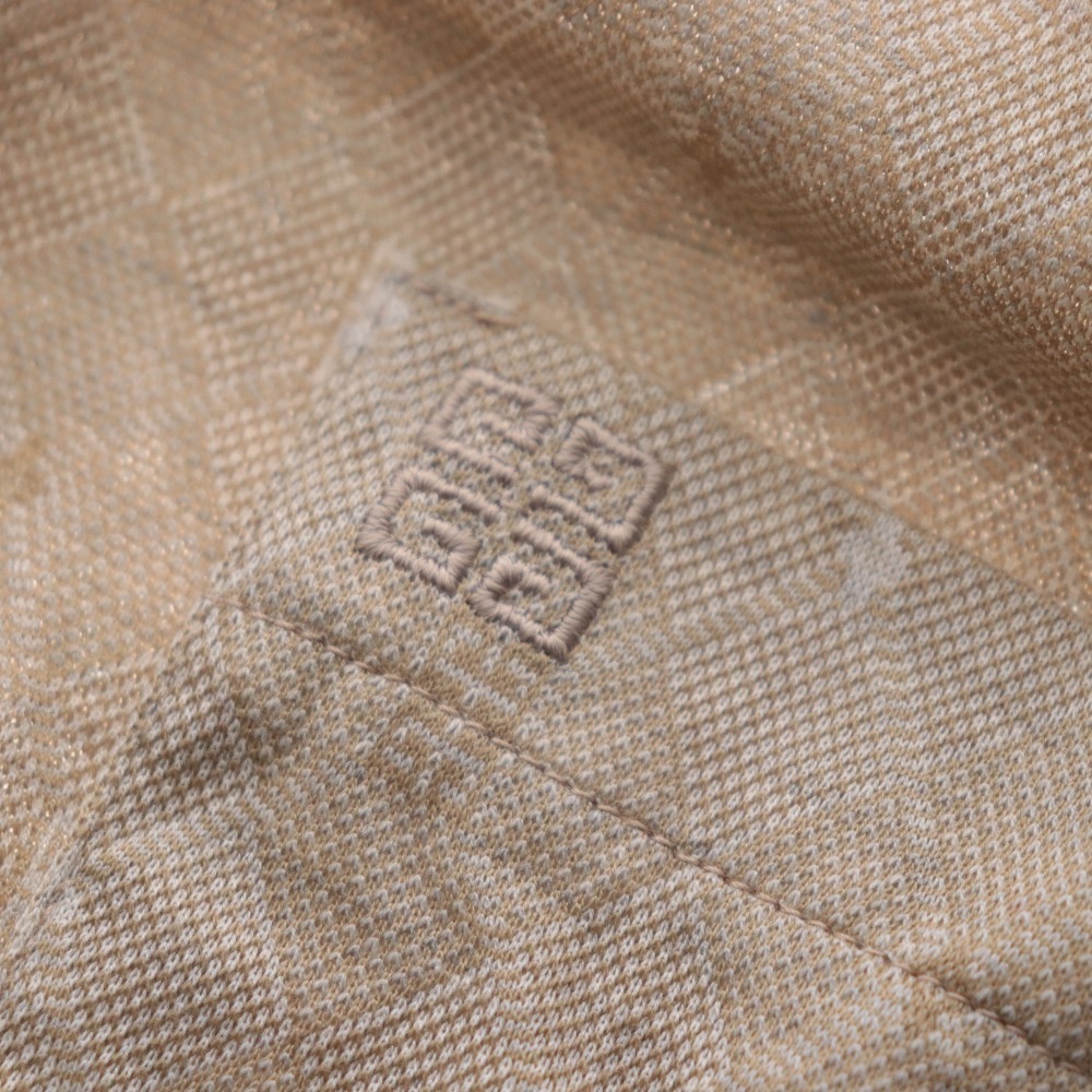 ■ ムッシュ ジバンシー ポロシャツ 半袖 ロゴ 総柄 イタリア製 トップス メンズ M ベージュ コットン100_画像9