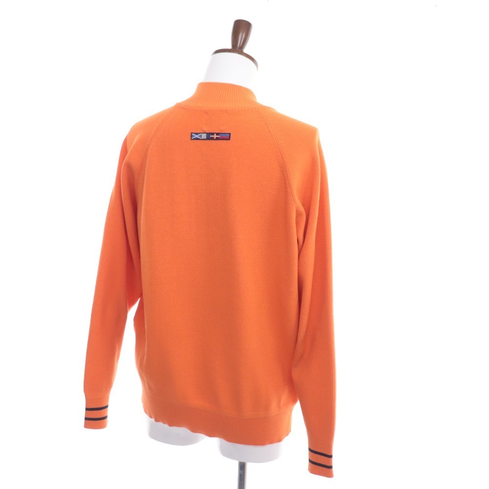 ■ シナコバ セーター ニット ハーフジップ ロゴワッペン トップス メンズ LL オレンジ_画像2