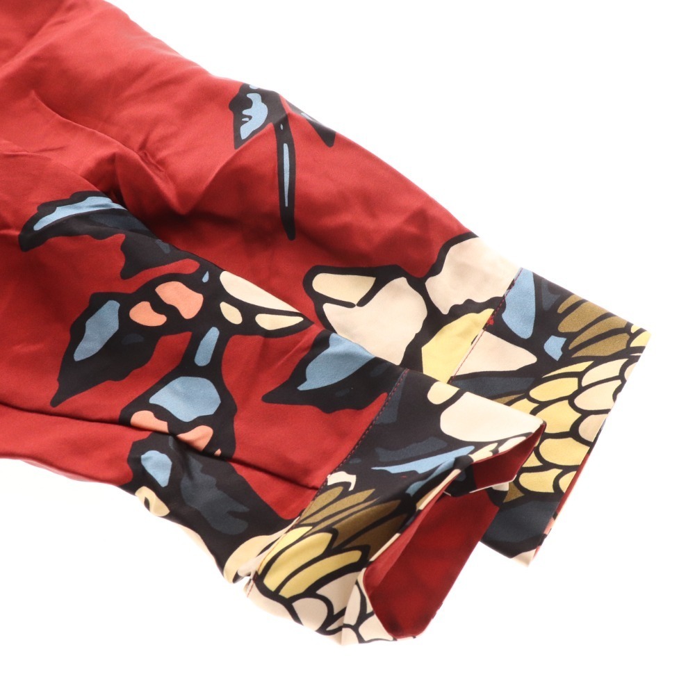■ ディースクエアード セットアップ パジャマシャツ パンツ Cherry Blossom 総柄 シルク レディース 38 レッド系の画像4