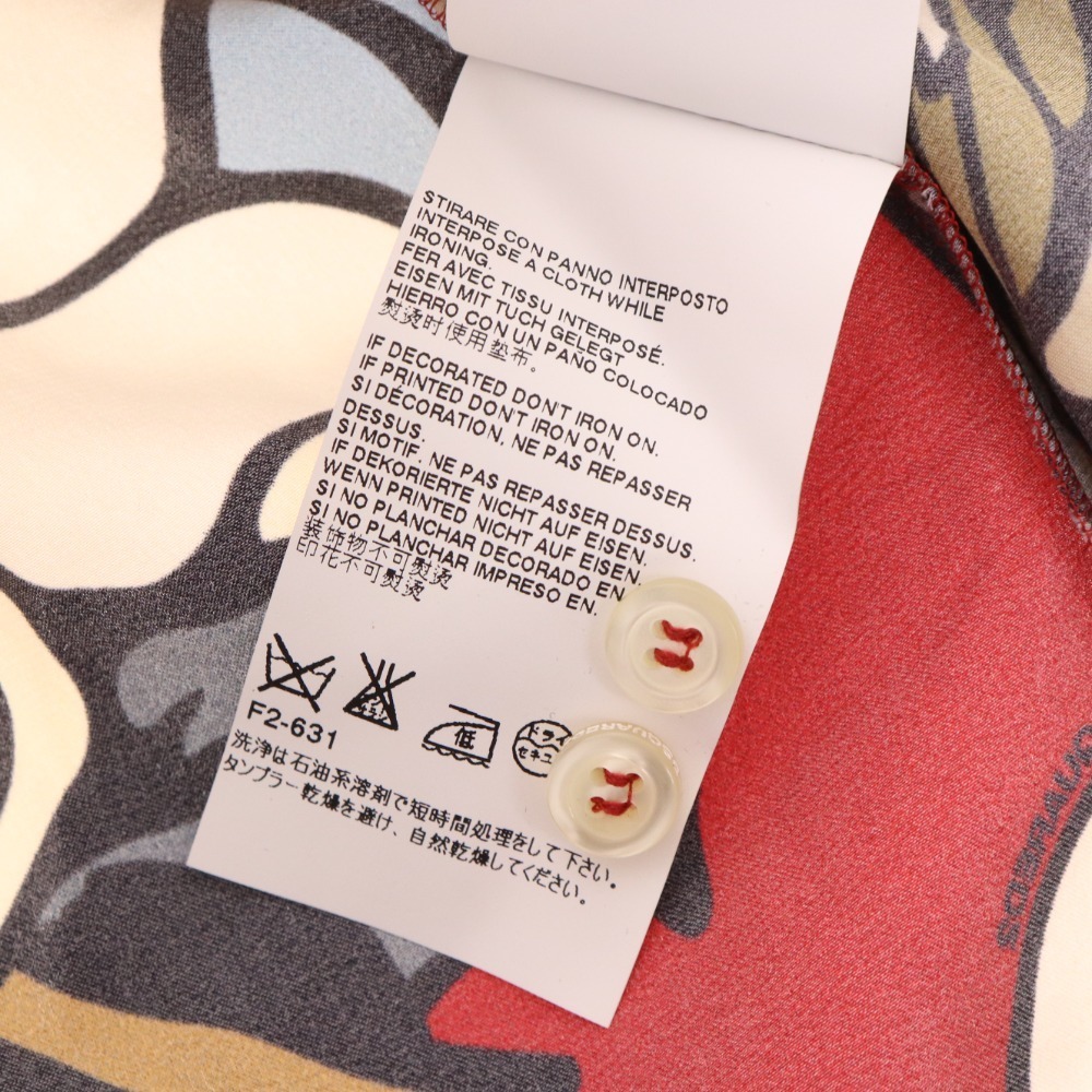 ■ ディースクエアード セットアップ パジャマシャツ パンツ Cherry Blossom 総柄 シルク レディース 38 レッド系の画像9