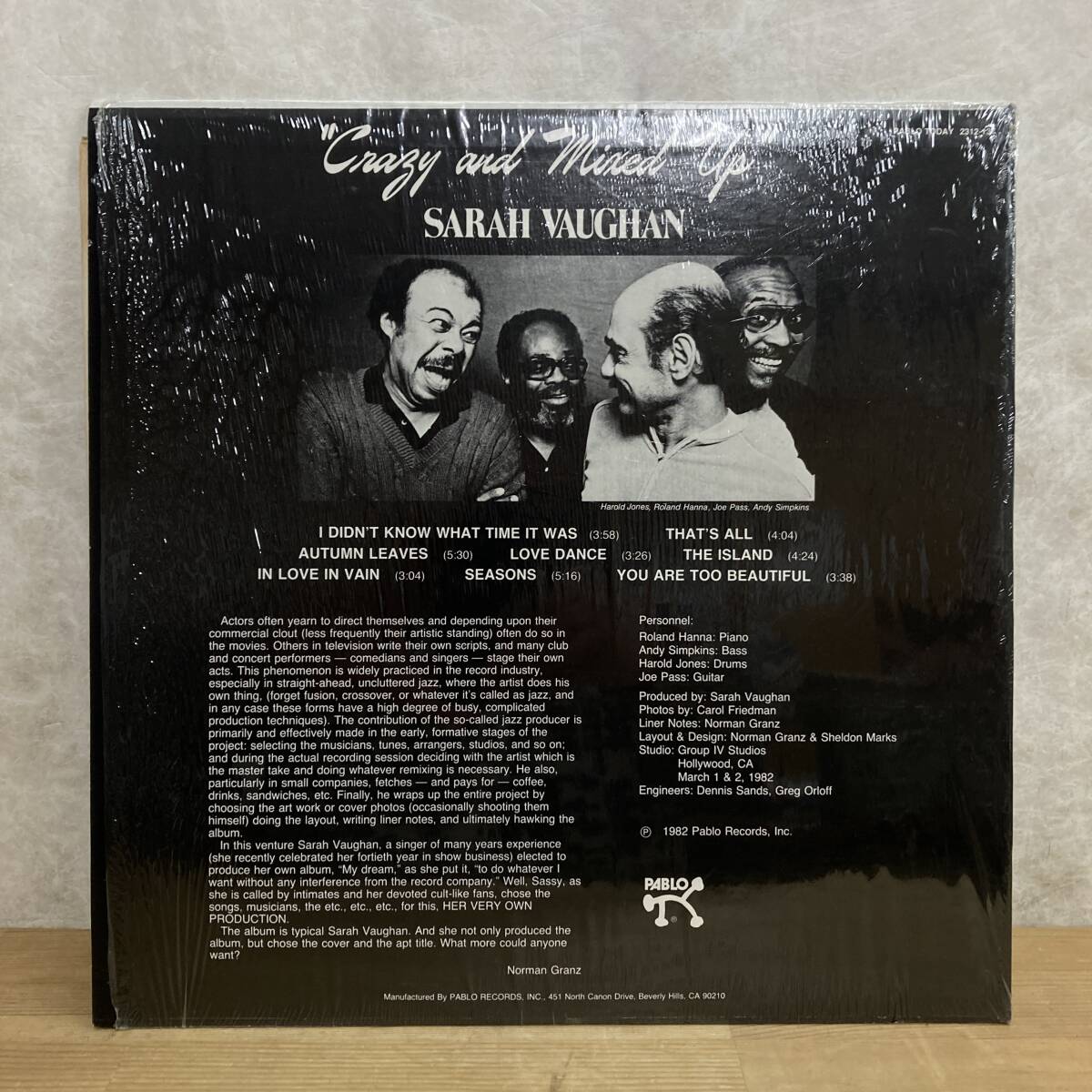 g43■【US盤/LP】Sarah Vaughan サラ・ヴォーン / Crazy And Mixed Up ● Pablo Today / 2312 137 / 枯葉 / ジャズヴォーカル 240321の画像2