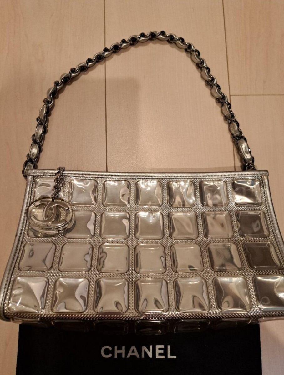 希少 美品 CHANEL シャネル アイスキューブ シルバー ショルダーバッグ _画像2