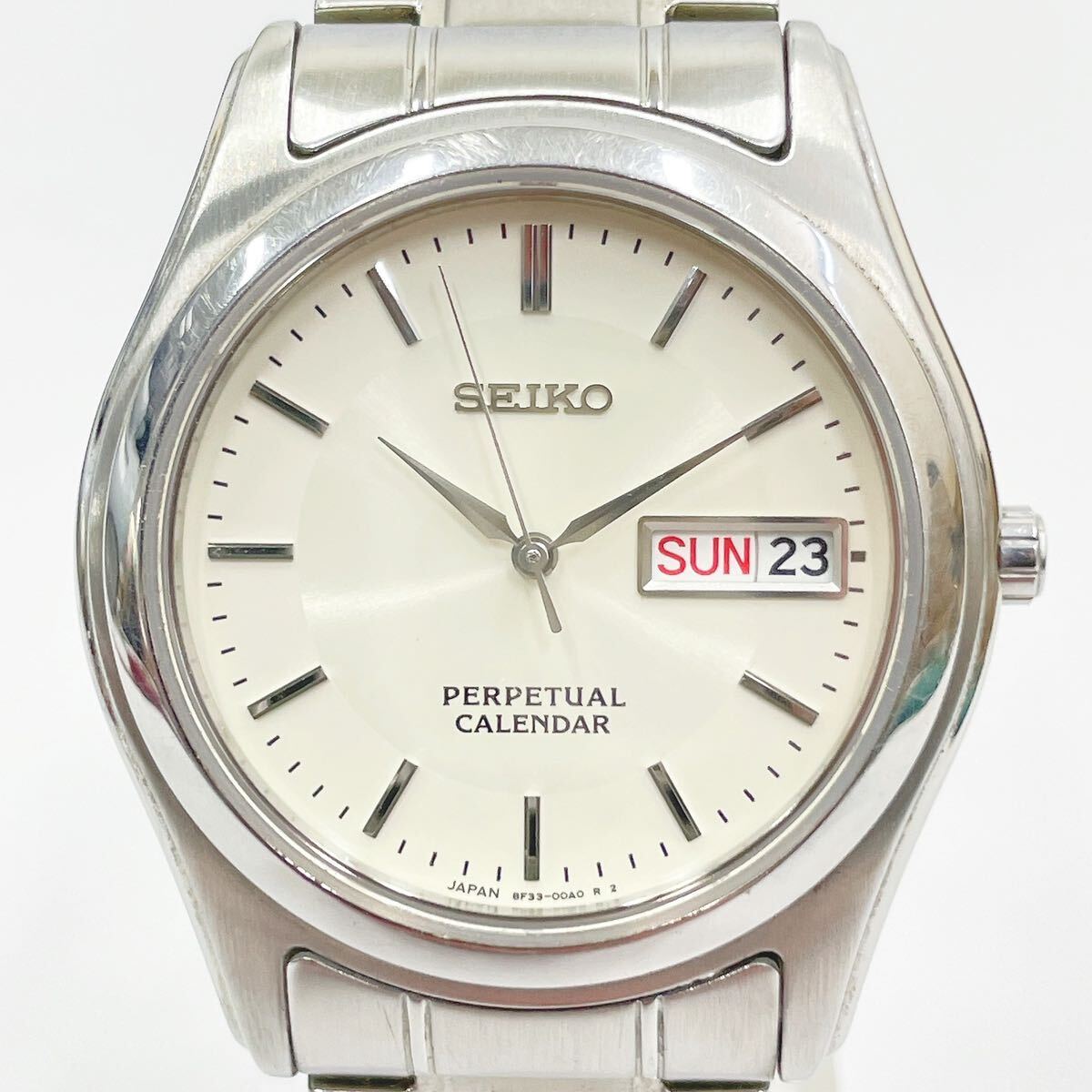 SEIKO セイコー 8F33-00A0 パーペチュアルカレンダー 3針 クオーツ ベルト純正 メンズ 腕時計 デイデイト R尼0207〇_画像2
