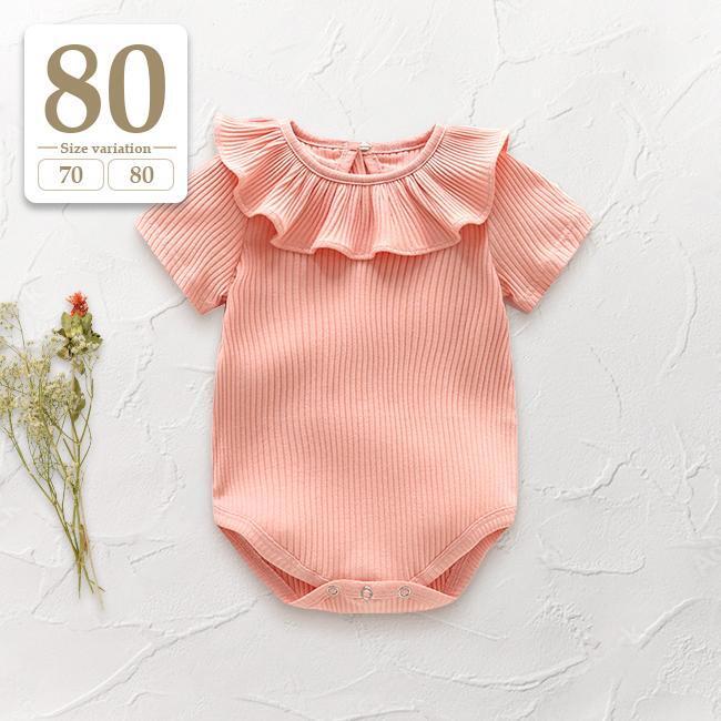  new goods unused 80cml pink (#BM frill short sleeves rompers ) collar attaching child Kids baby girl celebration of a birth coverall underwear inner spring summer 